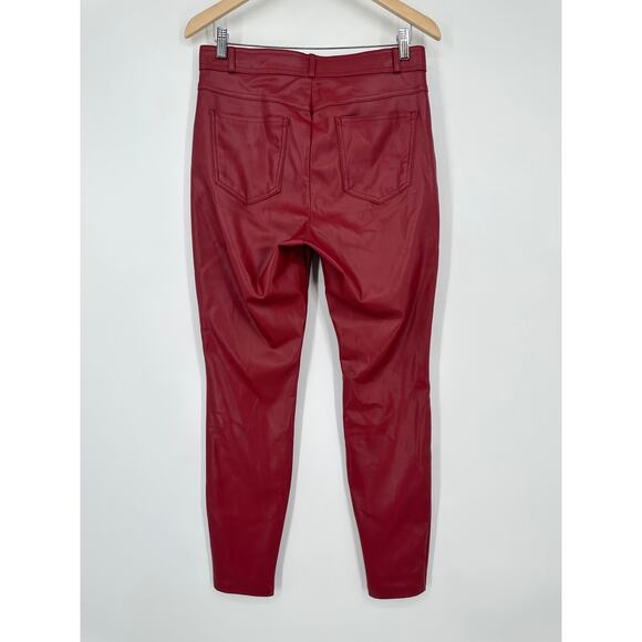 ZARA Faux Leather Leggings High Rise Ankle Zip Pants Red, Bloggers Fav Burgundy - Picture 10 of 13
